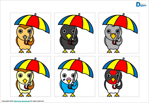 傘をさす鳥のイラスト画像1